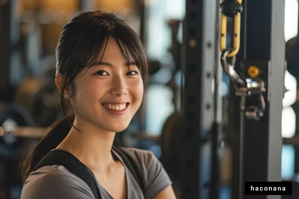 ジムで笑顔の女性