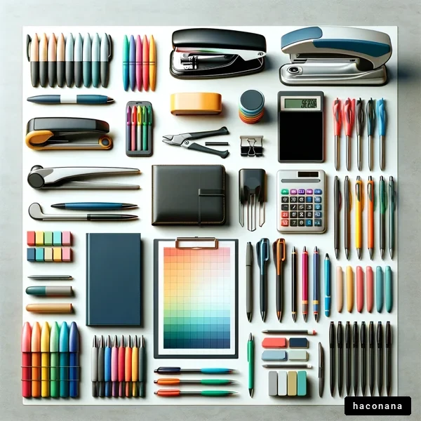 文房具の多様な配置