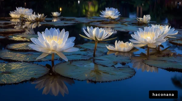 水面に浮かぶ白い花