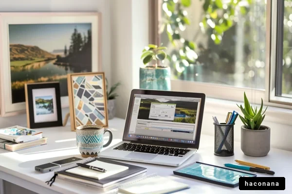 明るいデスク環境の風景
