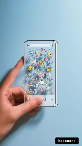 スマホとカラフルなスタンプ