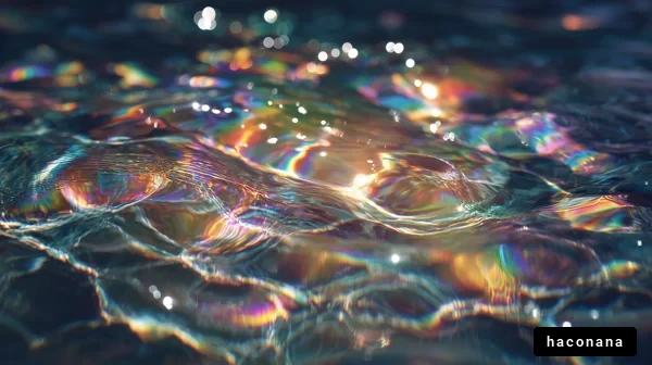 光の反射、煌めく水面