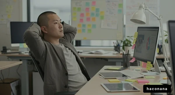 オフィスでリラックスする男性