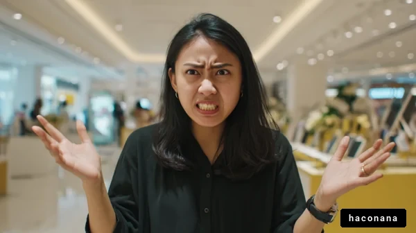 怒った表情の女性