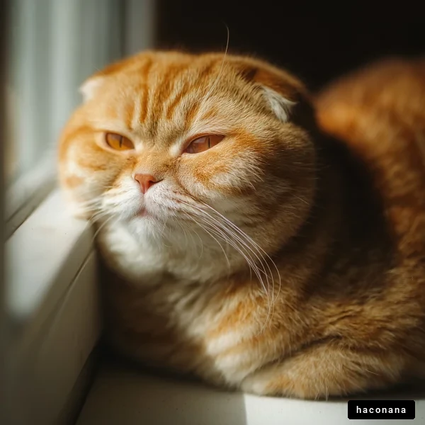 窓辺でくつろぐ猫の表情