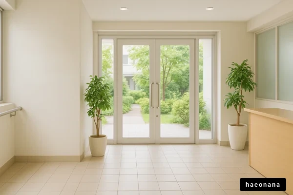明るいエントランスの風景