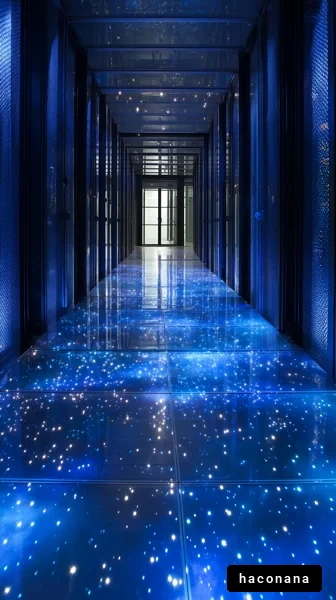近未来的な青い廊下