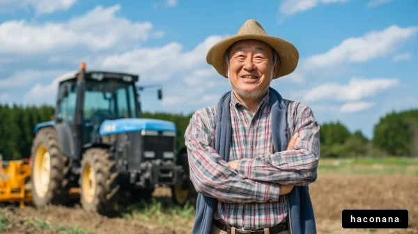 農業と笑顔の男性