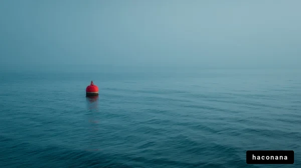 静かな海の赤いブイ