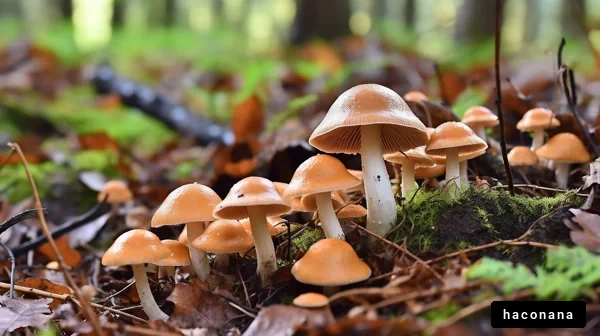 森に広がる美しいキノコ