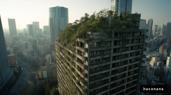 都会の廃墟と緑の共存
