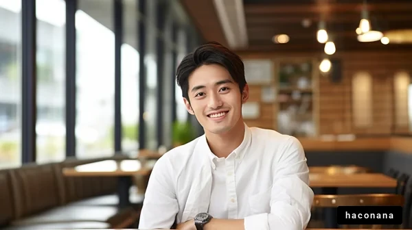 カフェでリラックスする男性