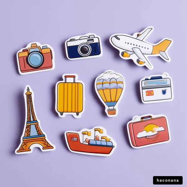 旅行を楽しむアイコンたち