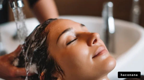 水流でリラックスする女性