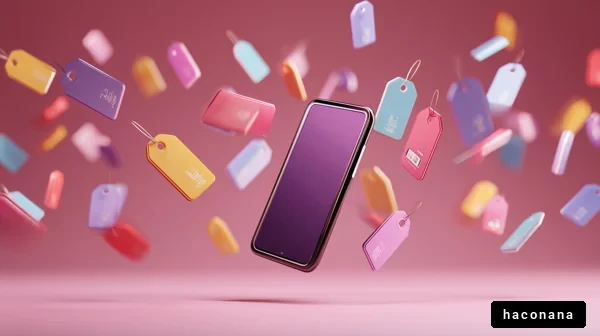 カラフルなスマホとタグ