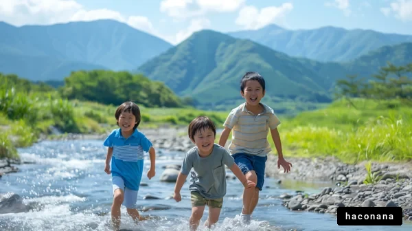 自然の中で遊ぶ子供たち