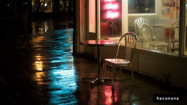 夜のカフェの風景