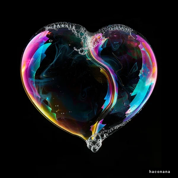 カラフルなハートの泡