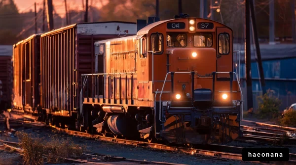 夕暮れの貨物列車