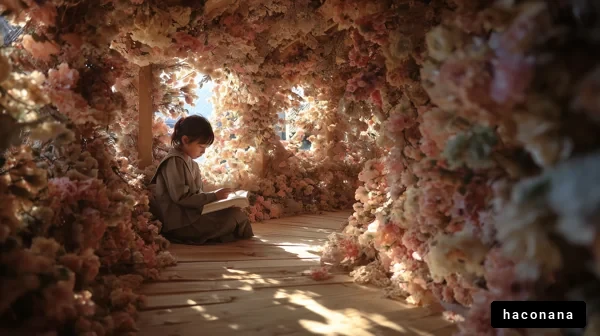 花に囲まれた読書の時間