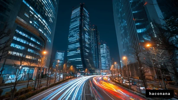 夜の都市の風景