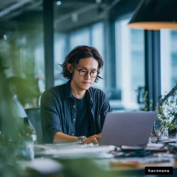 オフィスで作業する男性