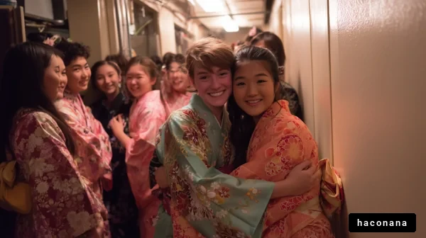 着物を着た笑顔の学生たち
