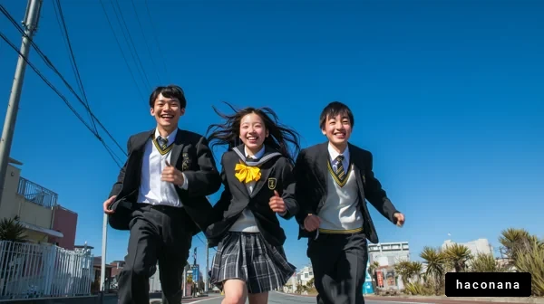 楽しそうに走る学生たち