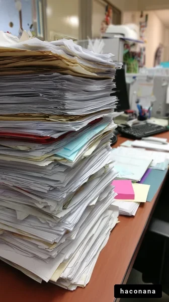 整理されていない書類の山