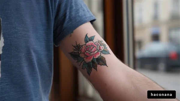 腕に花のタトゥー