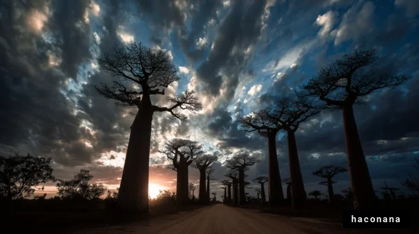 バオバブの木と夕焼け
