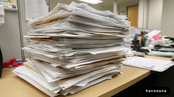 積み上げられた書類の山