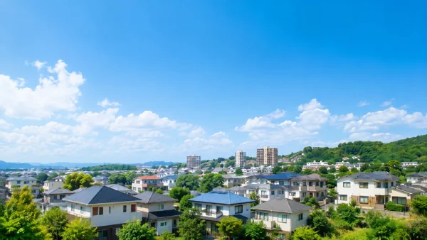 青空広がる日本の住宅街の風景