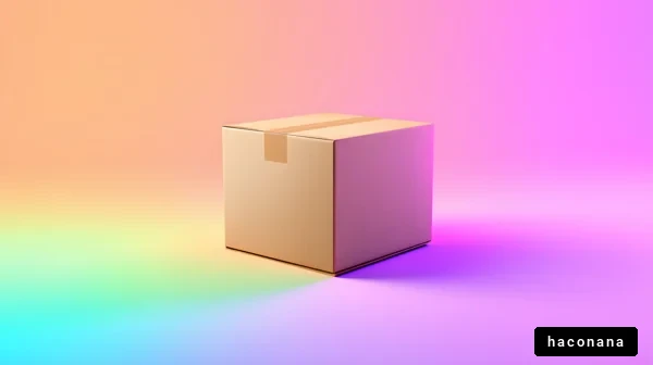 カラフルな背景の段ボール箱