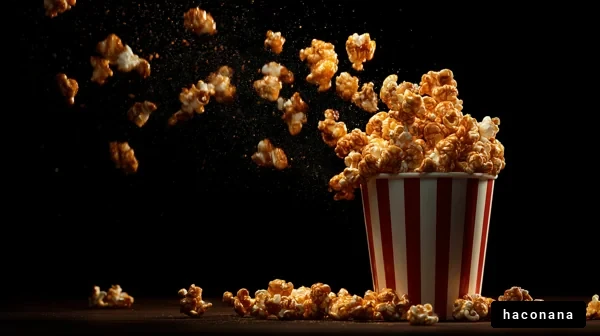 ポップコーンが舞い上がる