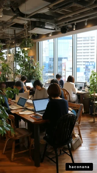 カフェでの勉強風景