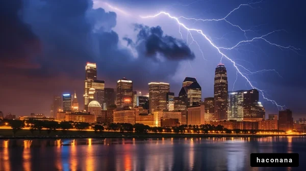 雷鳴と都市の風景