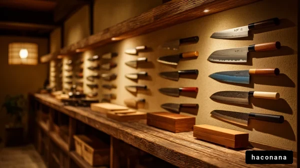 美しい厨房の包丁展示