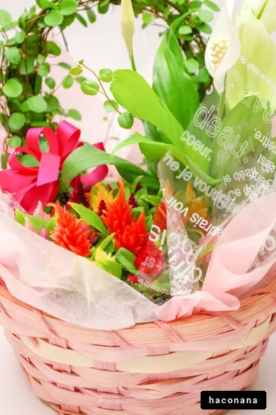 カラフルな花のバスケット