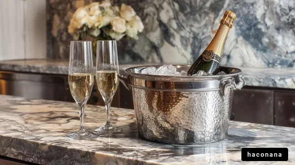 シャンパンと花のあるテーブル