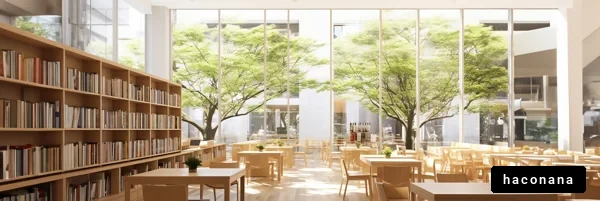 明るい図書館の風景