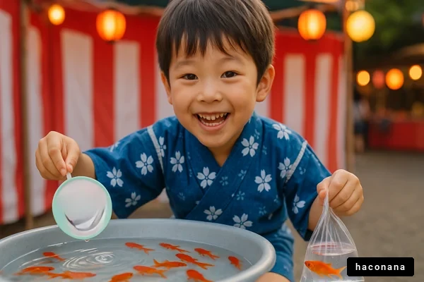 お祭りで金魚すくい