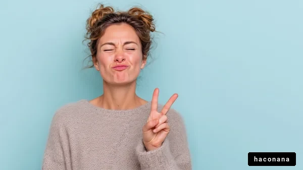 笑顔とピースサインの女性