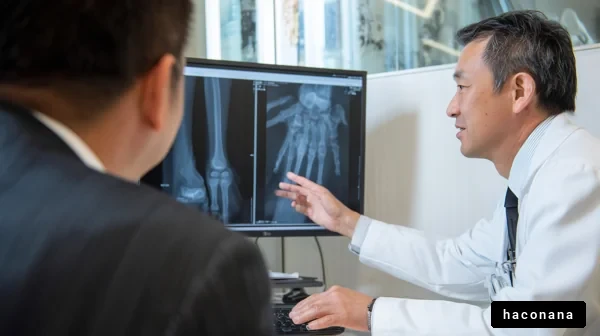 医師が説明する場面