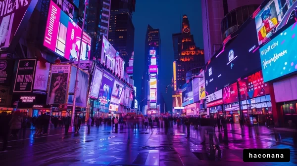 夜のタイムズスクエアの風景