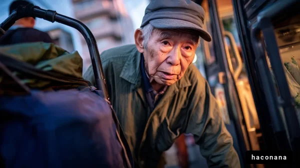 街角にいる高齢者