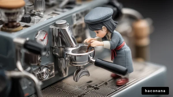 コーヒーを淹れる可愛い人形