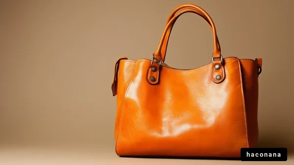 オレンジの革製ハンドバッグ