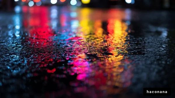 夜の街の光の反射