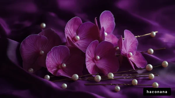 紫色の花とパールアクセサリー